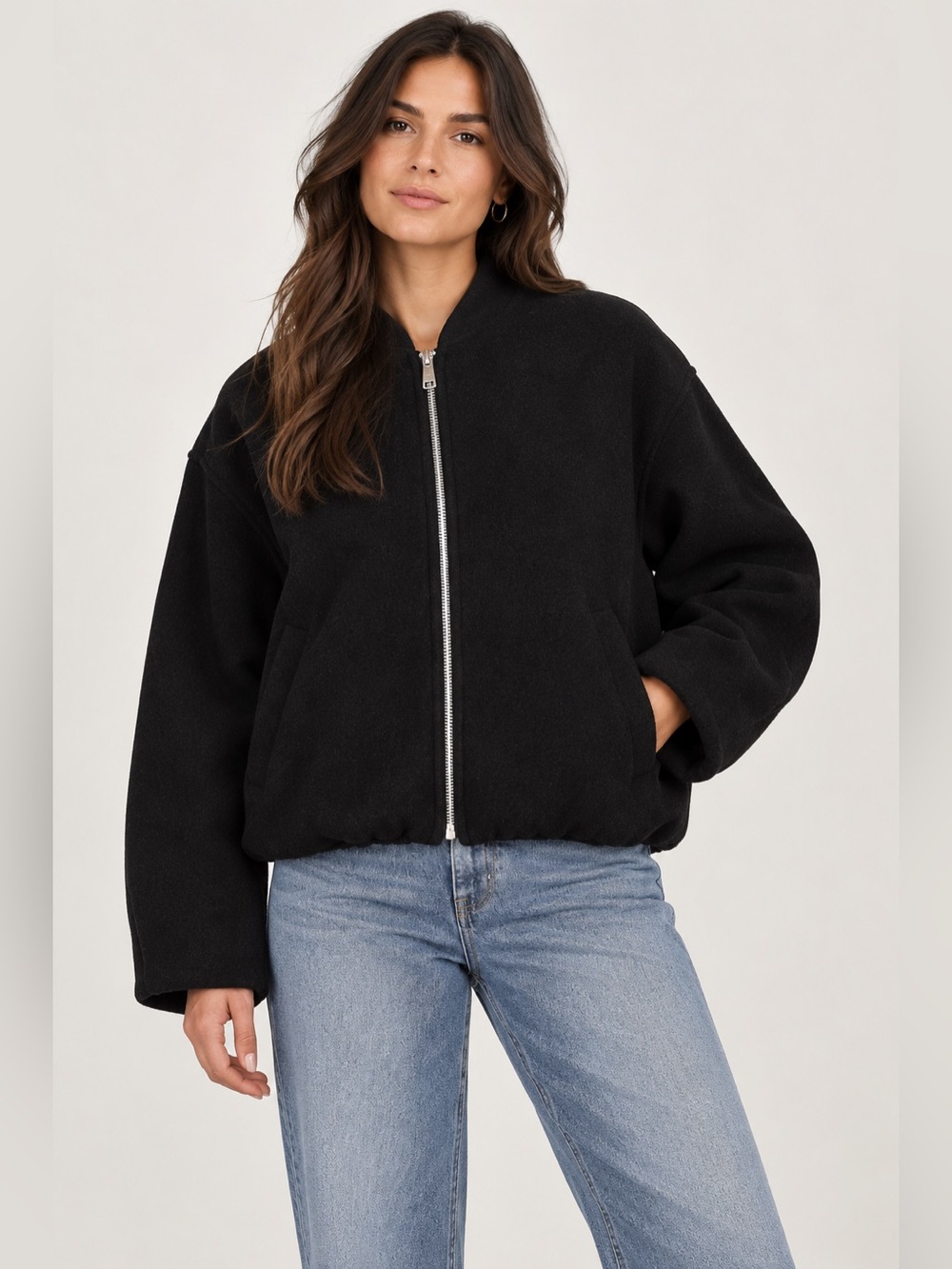 Zara Black Zip-Up Women's Bomber Jacket